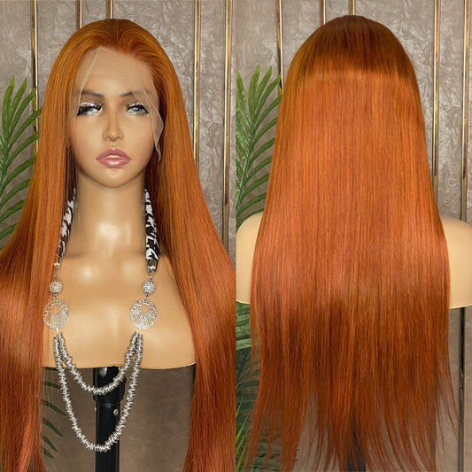 JP Hair Ginger #350 Lace Front Wig Straight Human Hair Wig 13x4 Lace Frontal Wig