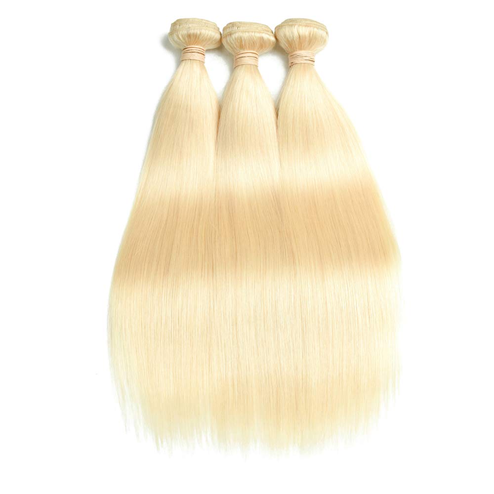 JP Hair #613 Blonde Straight 3 Bundles with 4x4 Transparent Lace Closure