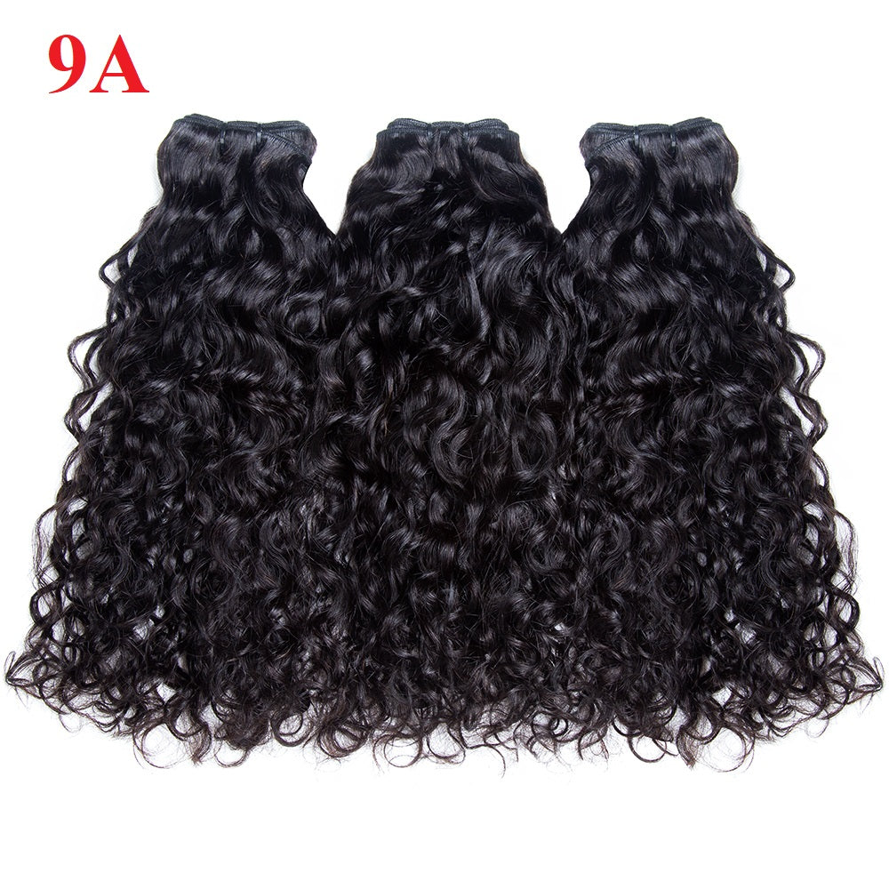 JP Hair 9A/10A12A Brazilian Water Wave 3 Bundles Human Hair Bundles with 5x5 Closure Small Knots