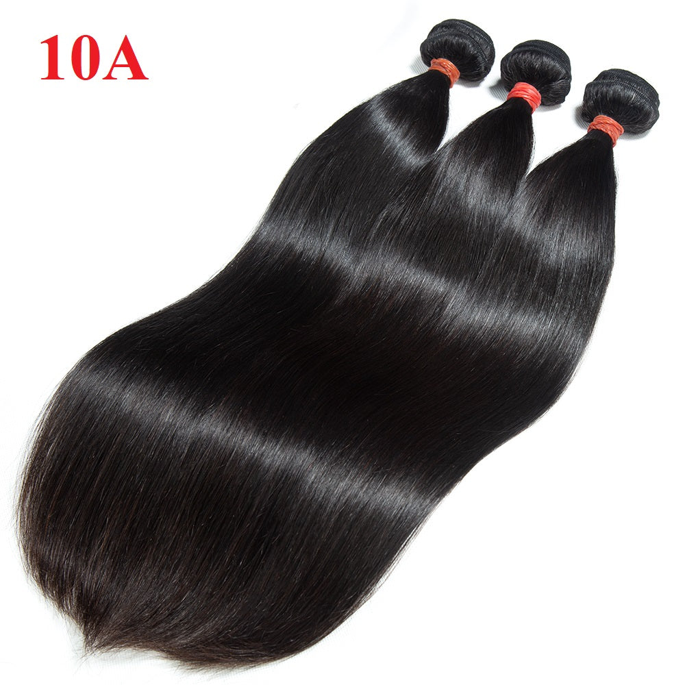JP Hair  9A/10A/12A Straight 3 Bundles with 13x6 Frontal with Preplucked Hairline