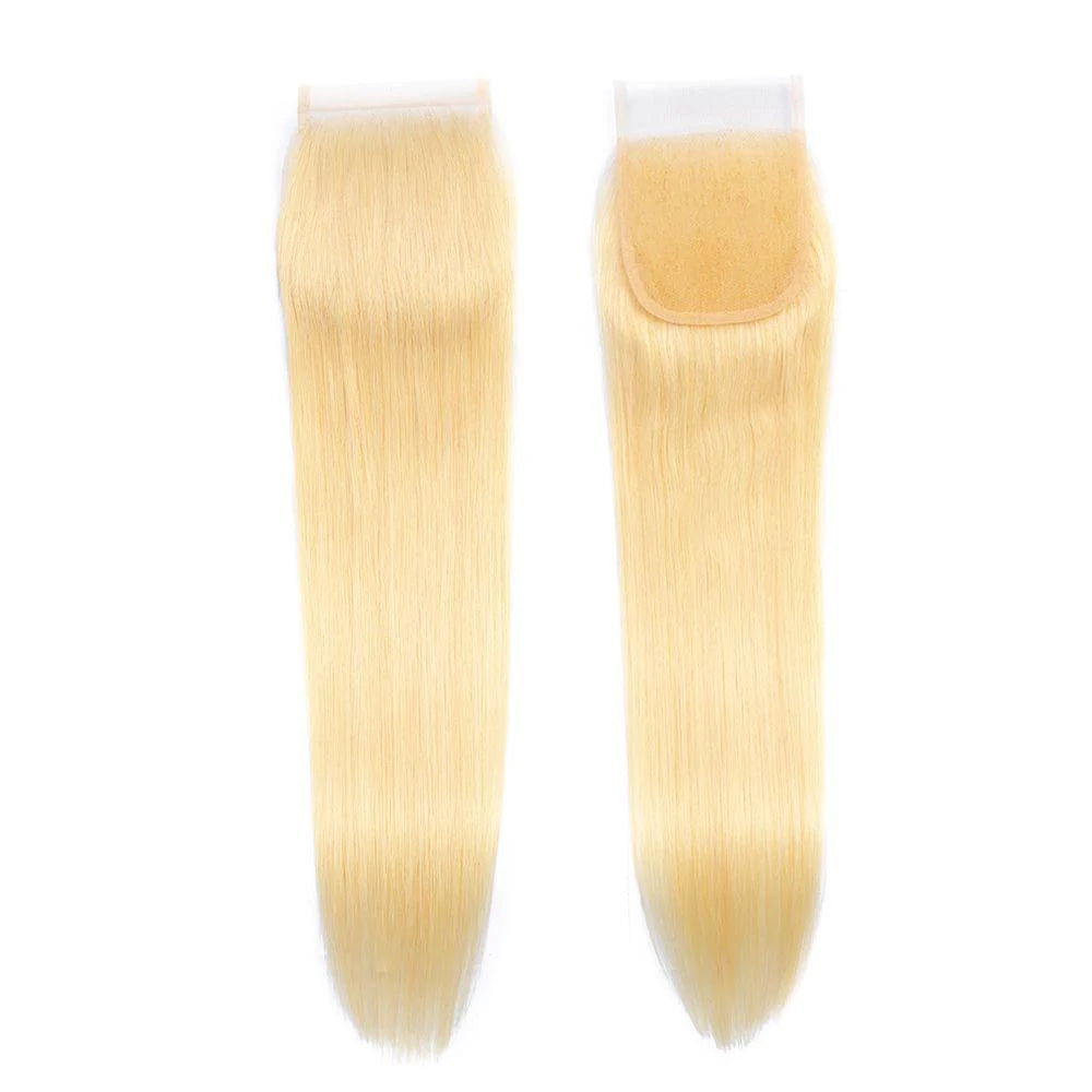 JP Hair #613 Blonde Straight Hair 3 Bundles with 5x5 HD Closure