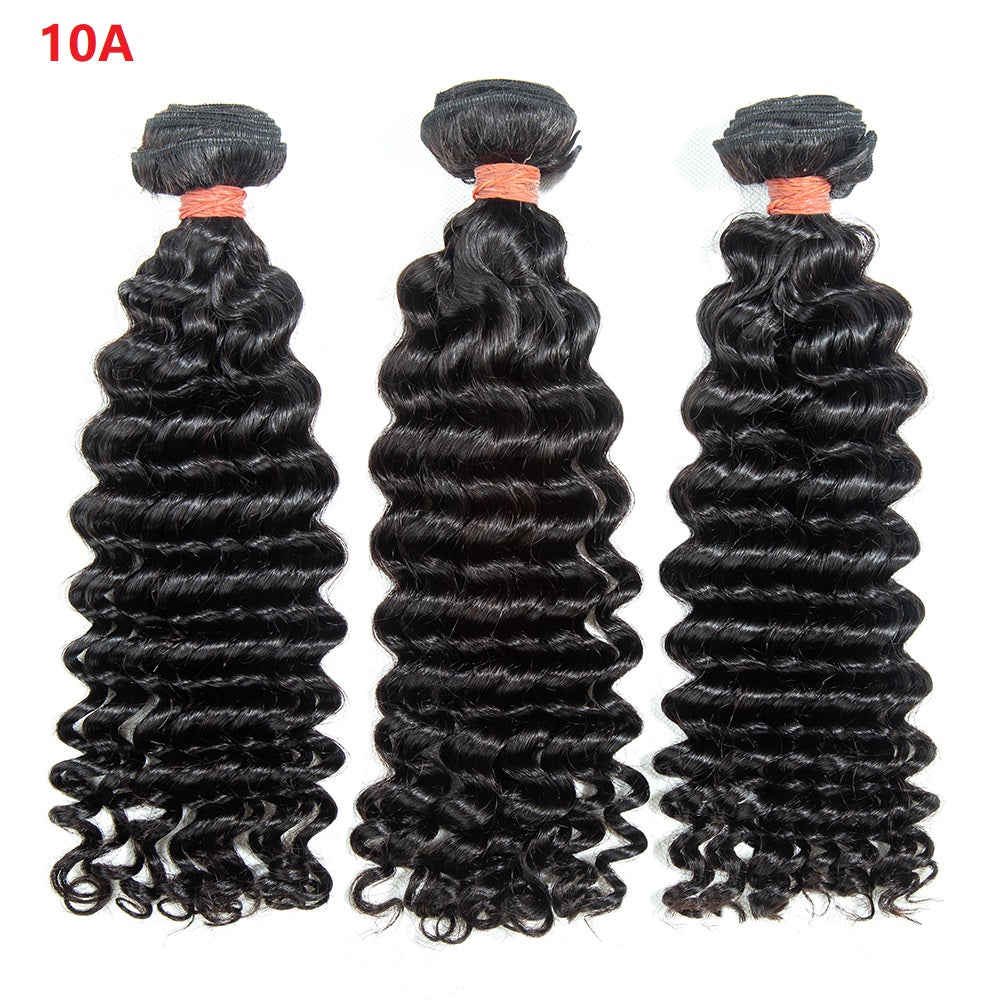 JP Hair 9A/10A/12A Deep Wave Human Hair 3 Bundles with 13x4 Lace Frontal