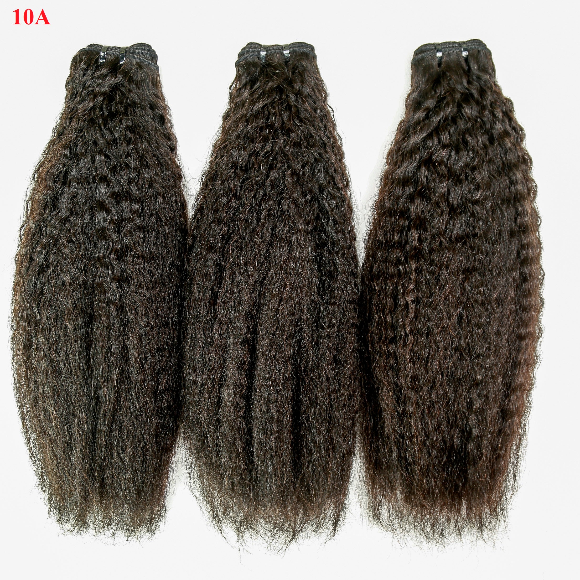 JP Hair 9A/10A/12A Kinky Straight Human Hair 3 Bundles with 4x4 Lace Closure