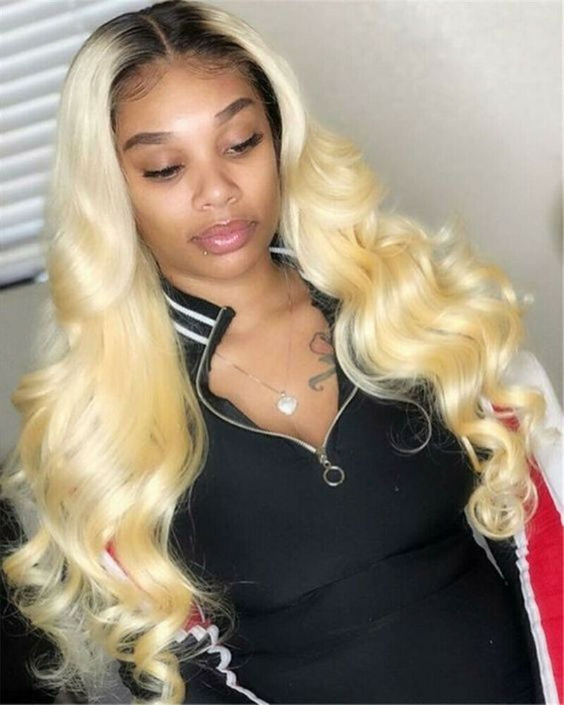 Ombre Blonde Body Wave 1b/613 Lace Front Wig Pre-plucked 13x4 Lace Body Wave Human Hair Wig