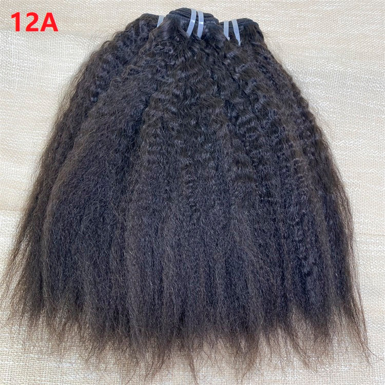 JP Hair  9A/10A/12A Kinky Straight 3 Bundles with 13x6 Frontal with Preplucked Hairline