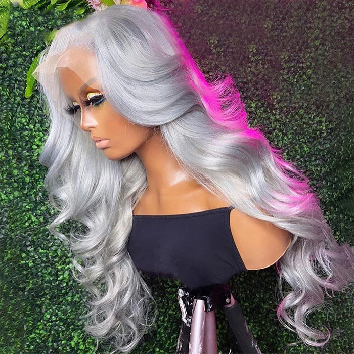 Silver Gray 13x4 Body Wave Wig Silver Color 100% Human Hair Wig