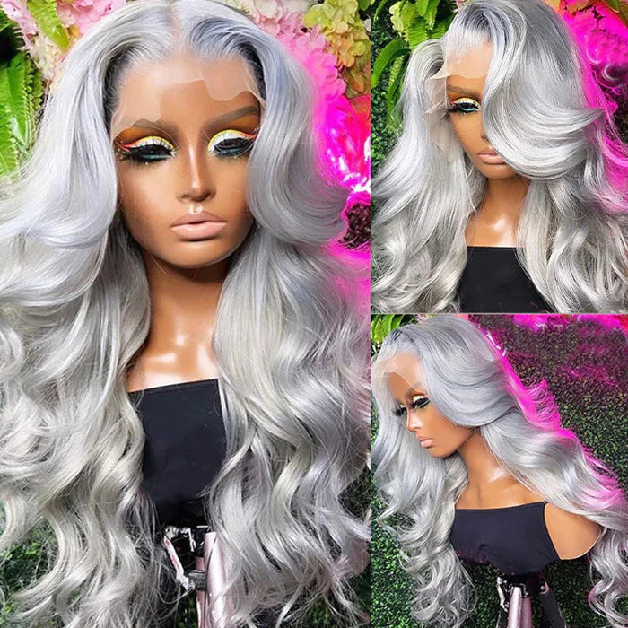 Silver Gray 13x4 Body Wave Wig Silver Color 100% Human Hair Wig
