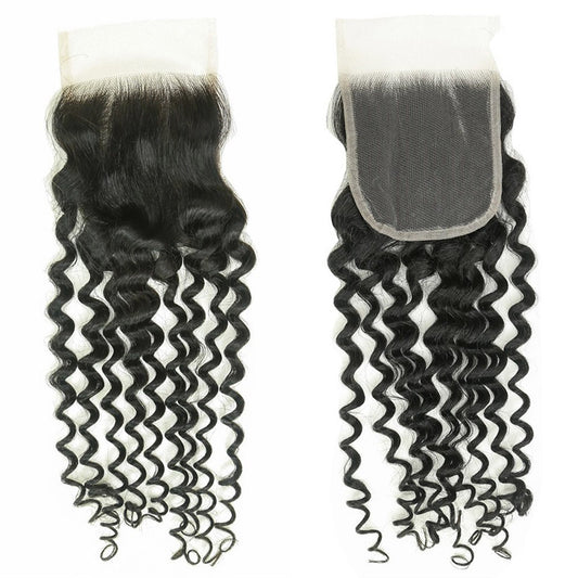 JP Hair 4x4 Transparent Lace Cloure Deep Wave Natural Black