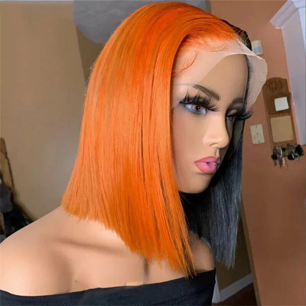 JP Hair 13x6 Ginger Orange Short Bob Wig Human Hair Lace Front Wig