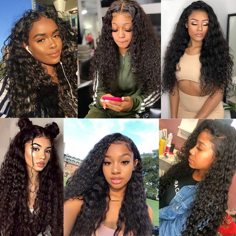 JP Hair 9A/10A/12A Water Wave Human Hair 3 Bundles with 13x4 Lace Frontal