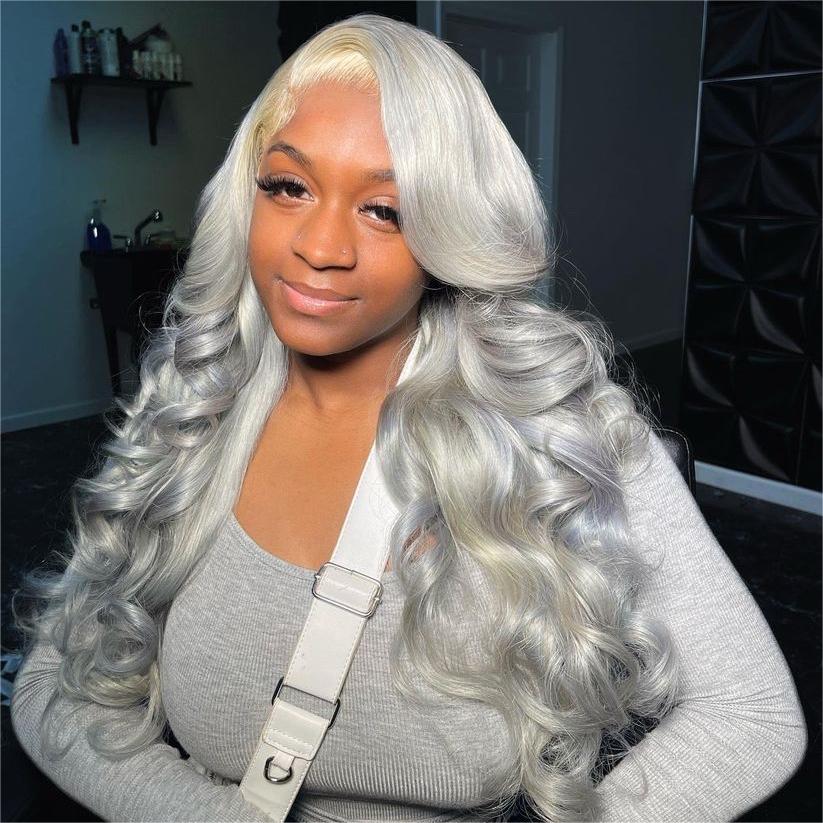 JP Hair Silver Gray 13x4 Body Wave Wig Silver Color 100% Human Hair Wig