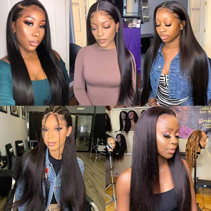 JP Hair 9A/10A/12A Straight Human Hair 3 Bundles with 13x4 Lace Frontal