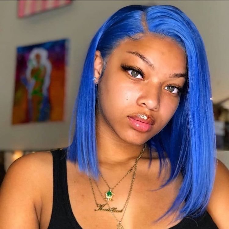 JP Hair Short Straight Lace Front Wig 13x6 Dark Blue Straight Lace Front Bob Wigs