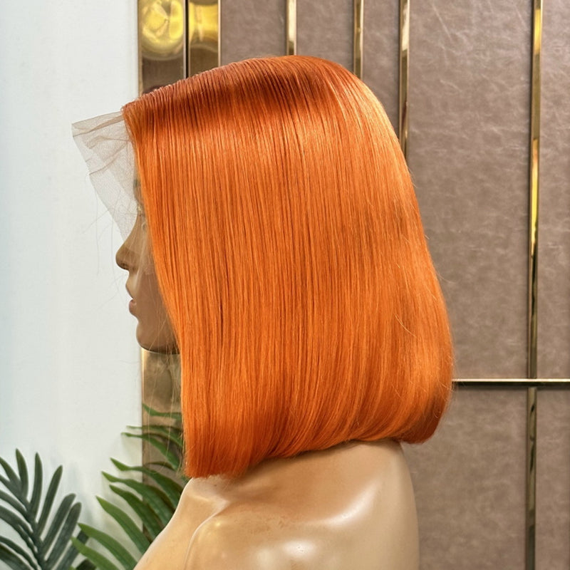 JP Hair 13x6 Ginger Orange Short Bob Wig Human Hair Lace Front Wig