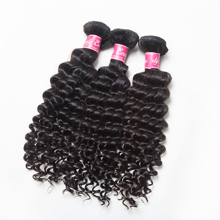 9A JP Hair Indian Hair Deep Wave Virgin Hair 3 Bundles Natural Color Free Shipping