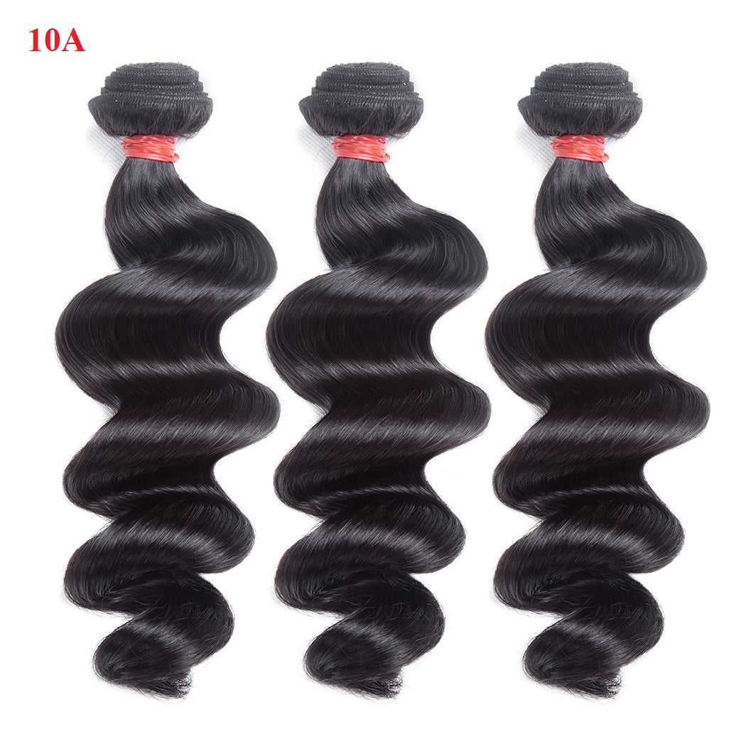 JP Hair  9A/10A/12A Loose Wave 3 Bundles with 13x6 Frontal with Preplucked Hairline