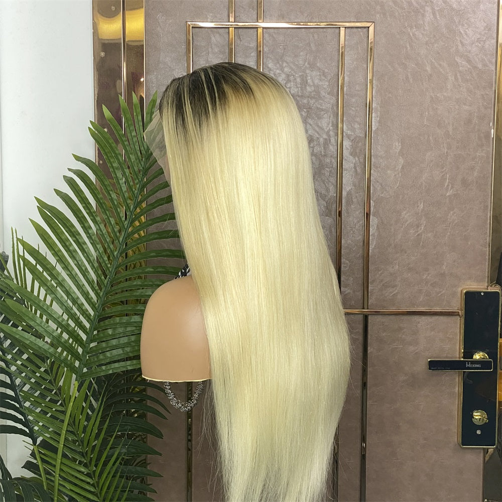 Straight Human Hair Wig 1b/613 Ombre Blonde 13x4 Lace Frontal Wig