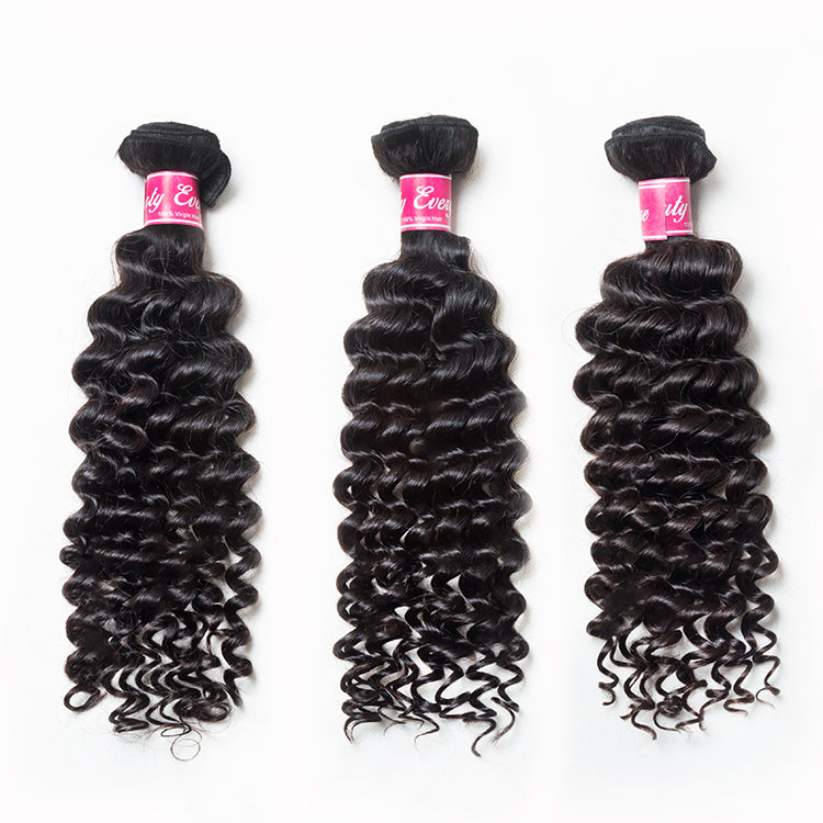 9A JP Hair Indian Hair Deep Wave Virgin Hair 3 Bundles Natural Color Free Shipping