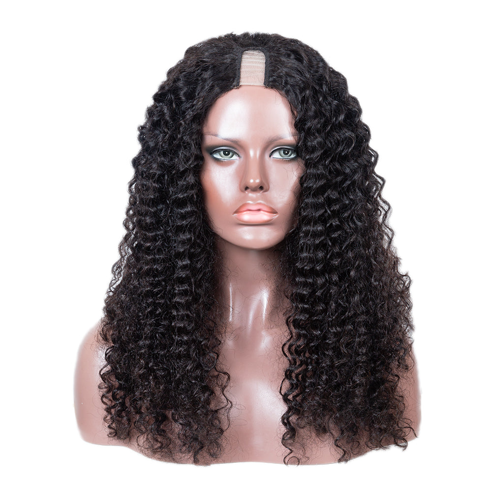 JP Hair 250% Density Glueless Deep Wave U Part Wig Human Hair Virgin Hair Can Be Dyed