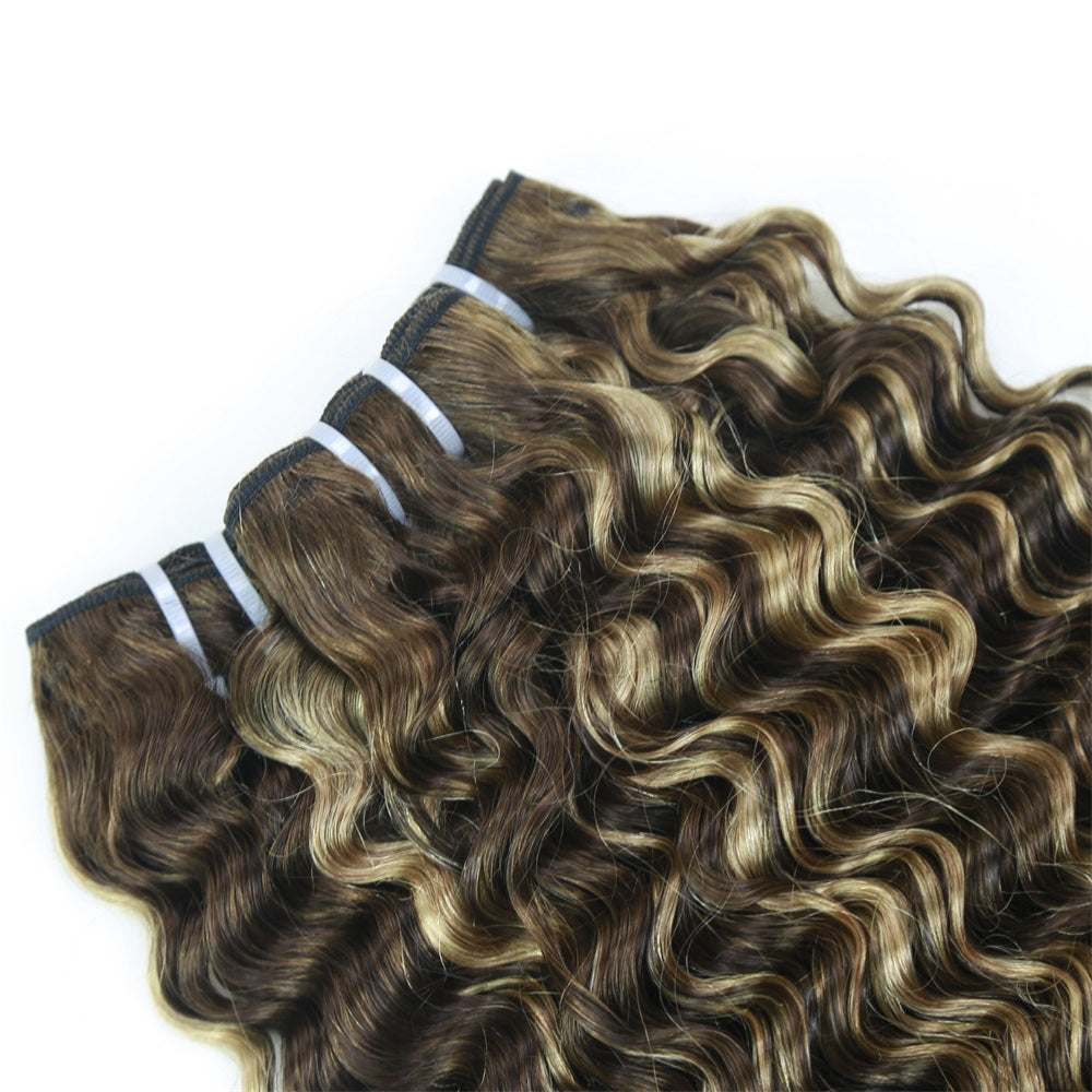 JP Hair 4/27 Highligted Brown Deep Wave Hony Blonde Human Hair Bundles