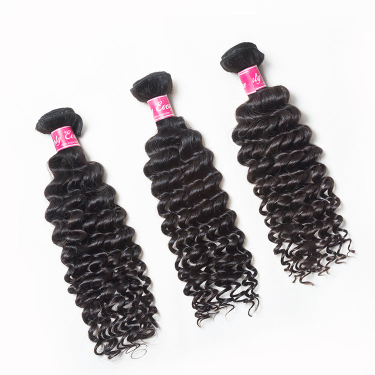 9A JP Hair Indian Hair Deep Wave Virgin Hair 3 Bundles Natural Color Free Shipping