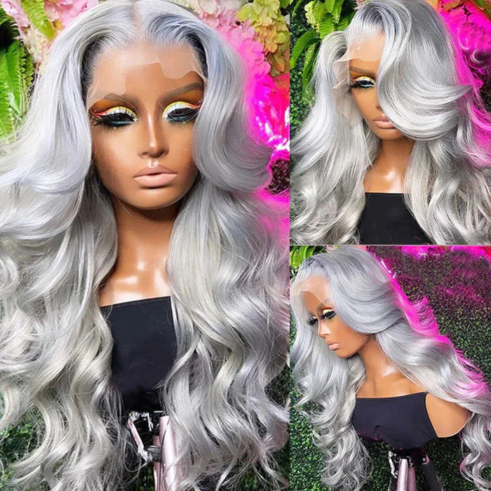 JP Hair Silver Gray 13x4 Body Wave Wig Silver Color 100% Human Hair Wig