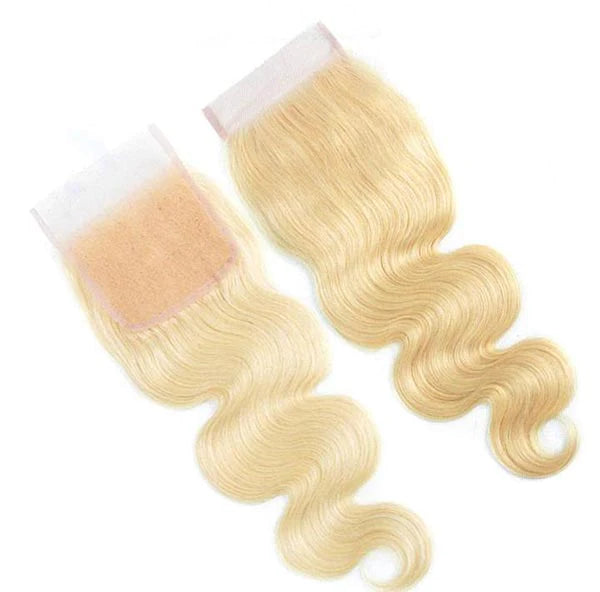 JP Hair #613 Blonde Body Wave 3 Bundles with 4x4 Transparent Lace Closure