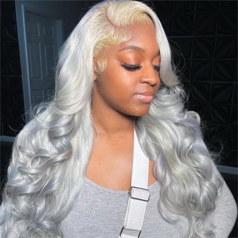 Silver Gray 13x4 Body Wave Wig Silver Color 100% Human Hair Wig