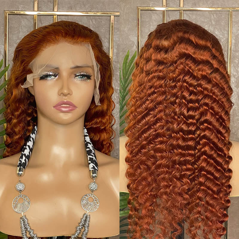 JP Hair Ginger #350 Color 13x4 Lace Front Wig Deep Wave Human Hair Wig