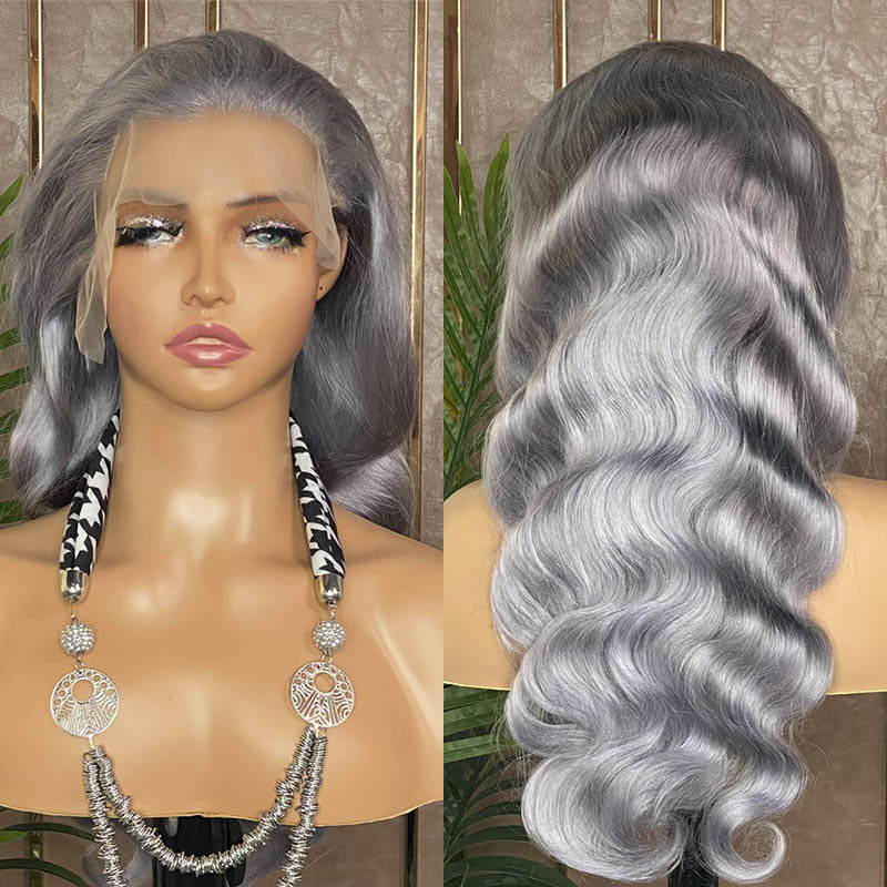 Silver Gray 13x4 Body Wave Wig Silver Color 100% Human Hair Wig