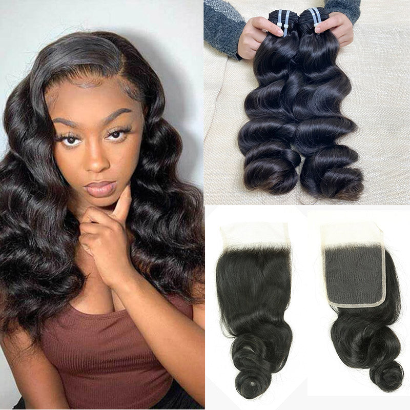 JP Hair 9A/10A12A Loose Wave 6x6 HD Closure With 3 Bundles