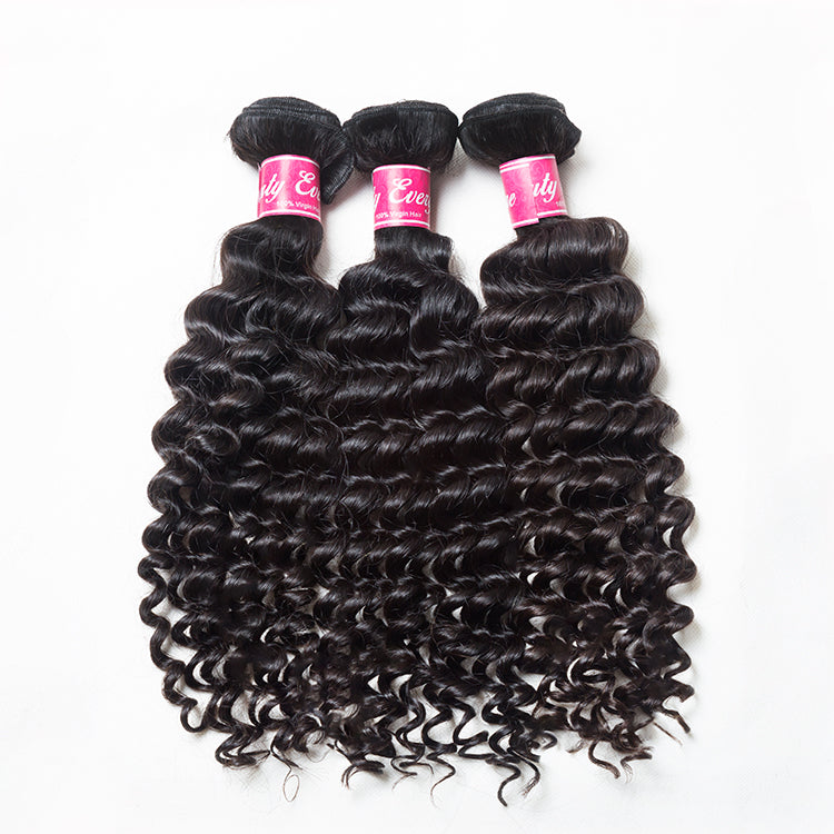 9A JP Hair Indian Hair Deep Wave Virgin Hair 3 Bundles Natural Color Free Shipping