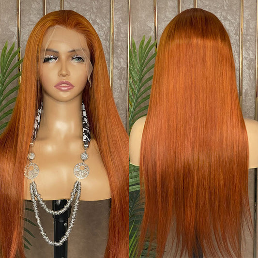 JP Hair Ginger #350 Lace Front Wig Straight Human Hair Wig 13x4 Lace Frontal Wig