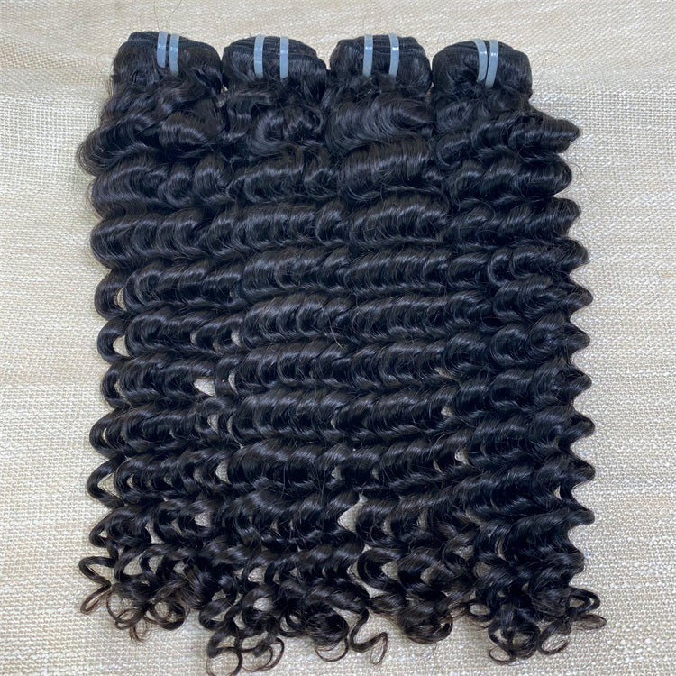 12A Raw Hair Deep Wave Hair Raw Human Hair Bundles One Donor Hair 3 Bundles