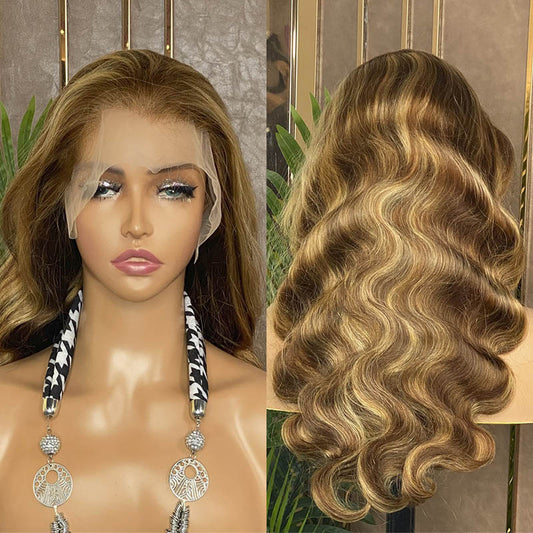 JP Hair Honey Blonde 4/27 Highlight Wig 13x4 Lace Front Wig Body Wave Human Hair Lace Wigs