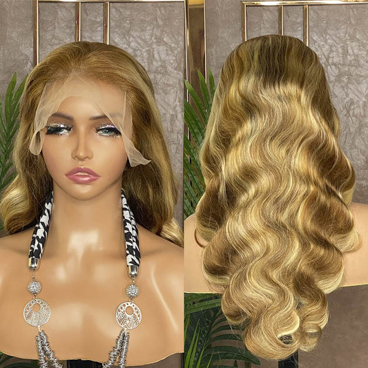 JP Hair 30/613 Blonde Highlight Wig Straight Human Hair Wig 13x4 Lace Front Wig