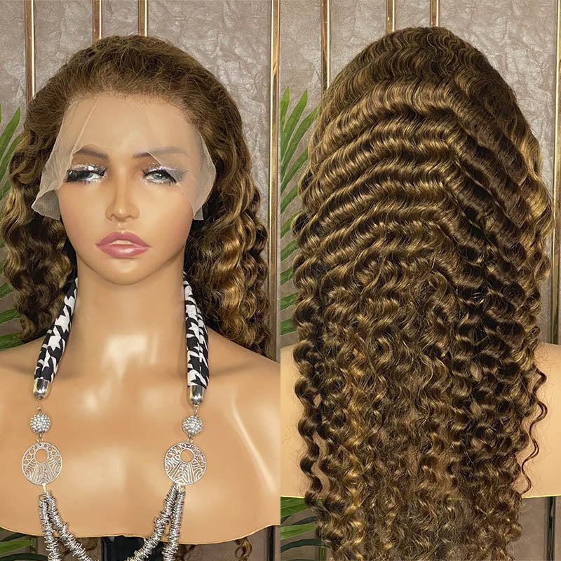 JP Hair Highlight Deep Wave 4/27 Lace Front Wig13x4 Lace Front Human Hair Pineapple Wave Wig