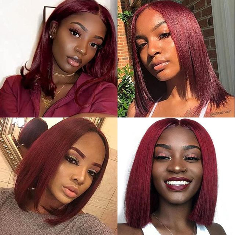 JP Hair 13x6 Lace Front Wig 99J Bob Wig Burgundy Bob Wig