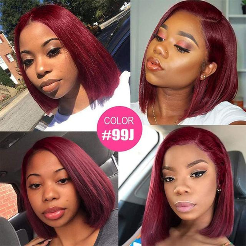 JP Hair 13x6 Lace Front Wig 99J Bob Wig Burgundy Bob Wig