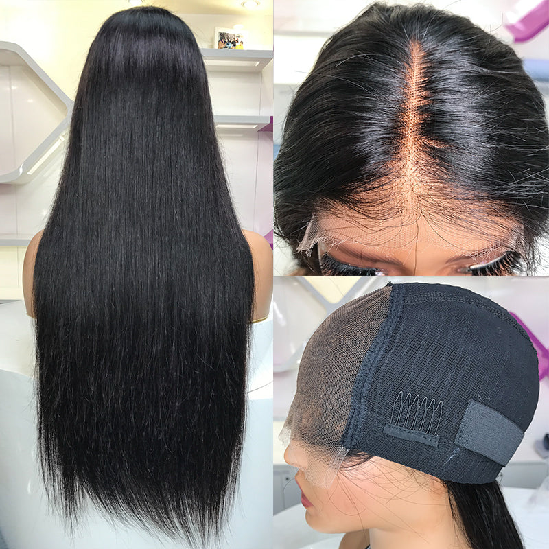 Glueless 5x5 HD Closure Wig Straight with Bleached Knots