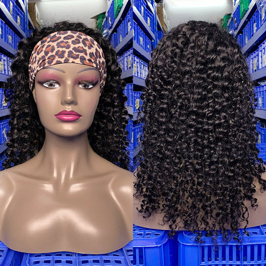 JP Hair 250% Density Headband Wig Curly Human Hair Wigs Gluelees Virgin Hair Wig